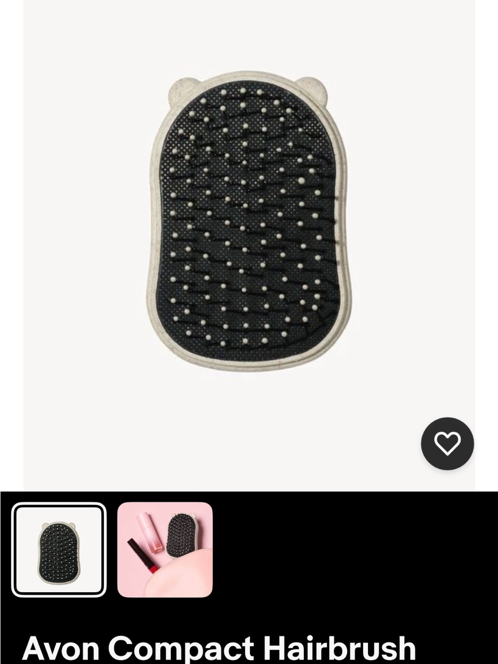 Avon Compact Hairbrush - Black and Cream Trim